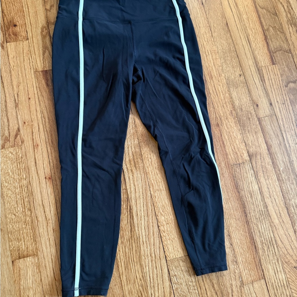 Athleta Black Leggings with Mint Piping - Picture 2 of 5